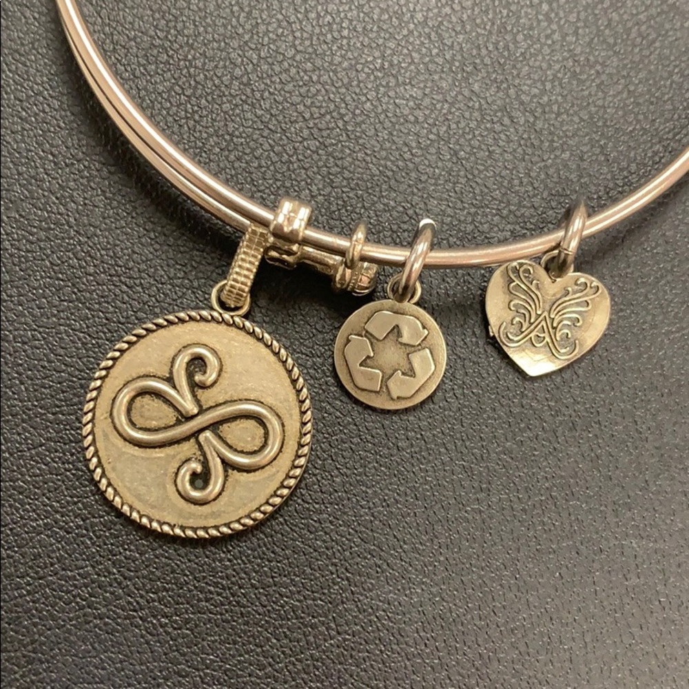 Silver tone recycled stackable Angelica bracelet